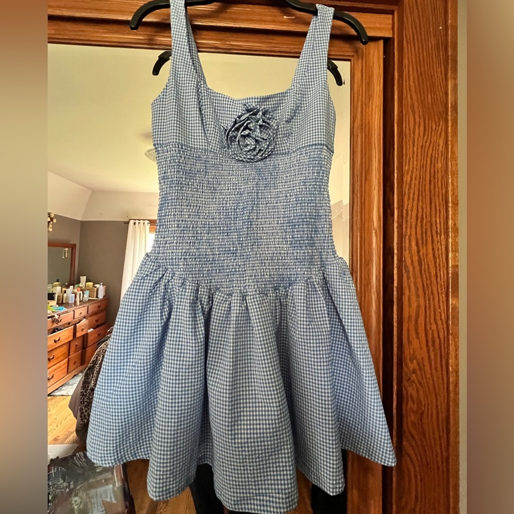 Anthropologie Blue and White Sleeveless Sundress